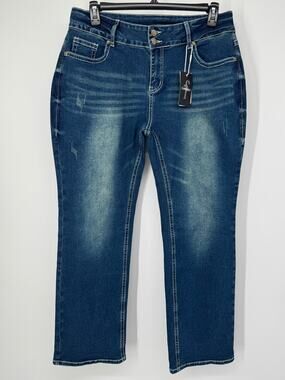 Flamingals Plus Size 16 / 18  Dark Wash Denim Capri Jeans NWT